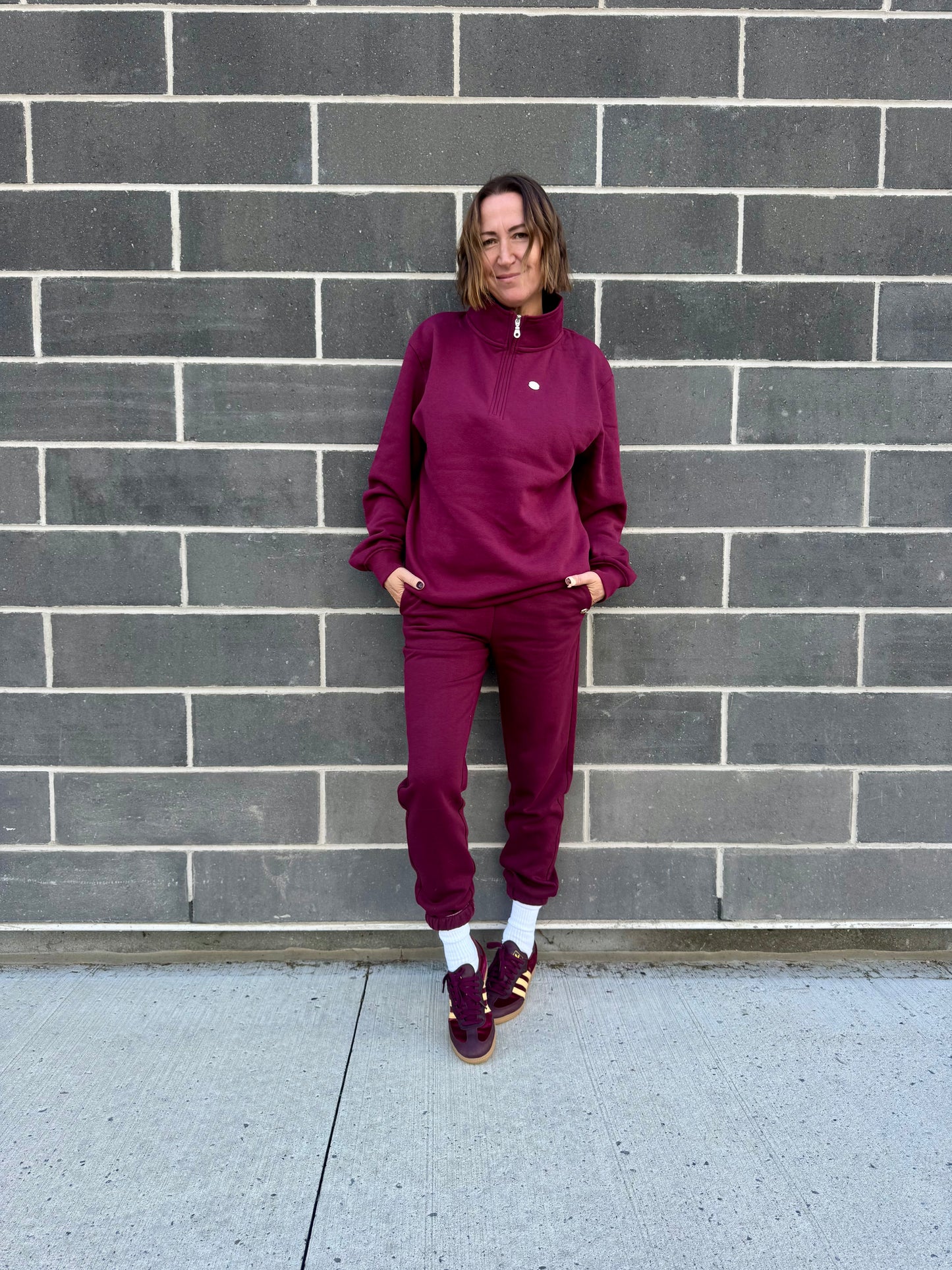 Gab – Crewneck Zip Deluxe Bourgogne pour femme