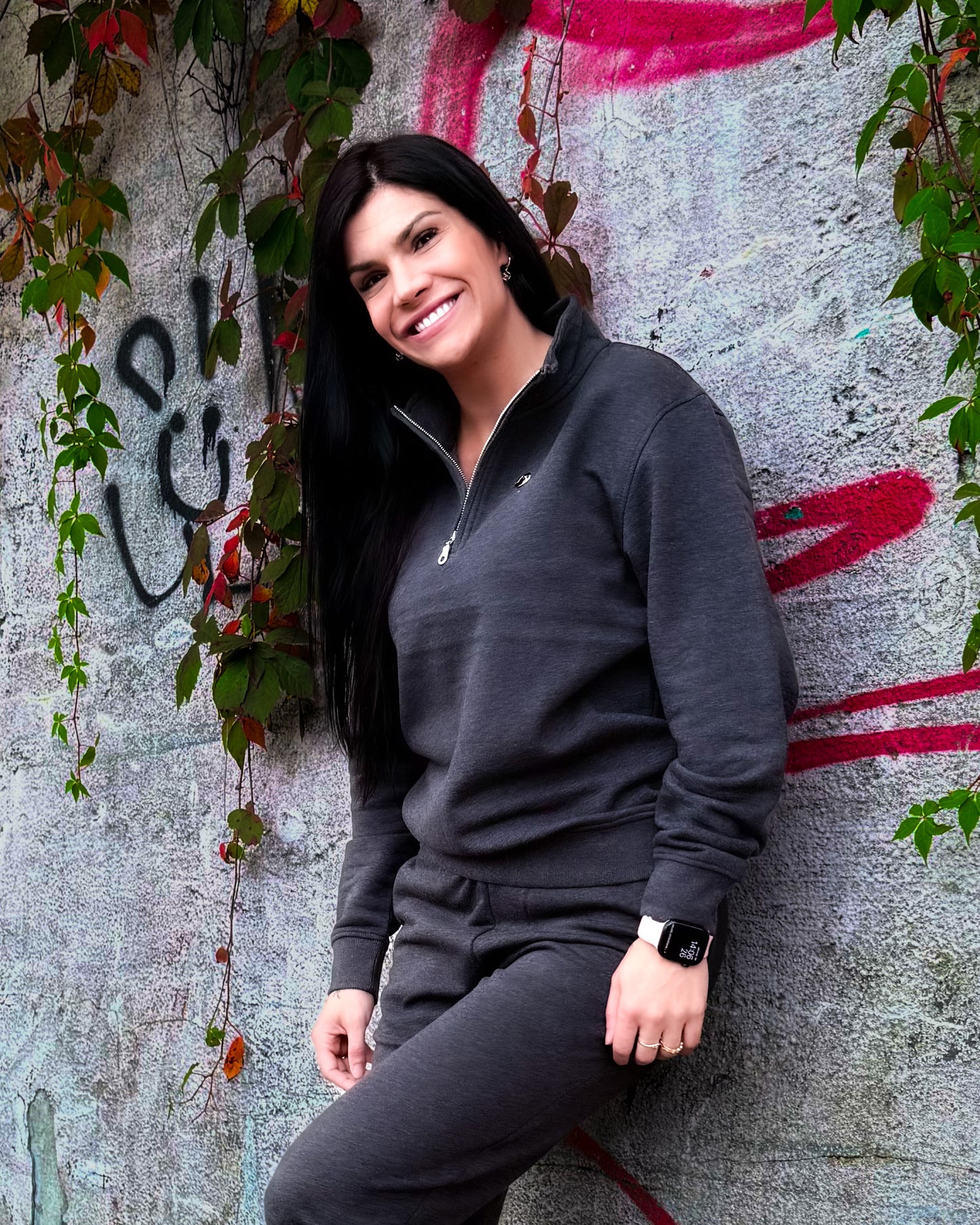 Gab – Crewneck Zip Deluxe charbon pour femme