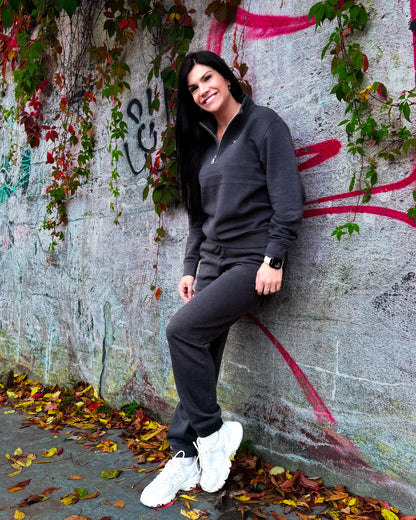 Gab – Crewneck Zip Deluxe charbon pour femme