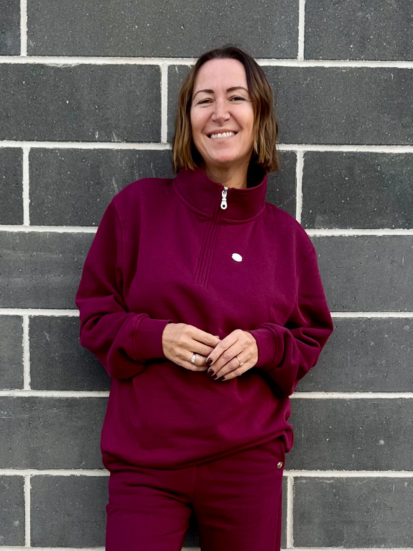 Gab – Crewneck Zip Deluxe Bourgogne pour femme